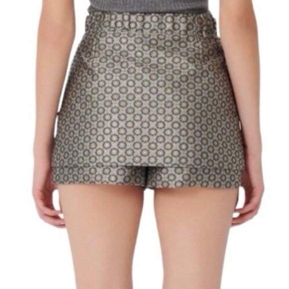 Maje Ivane Gold Metallic Floral Skort French Size 34, US Size XS - Picture 2 of 4